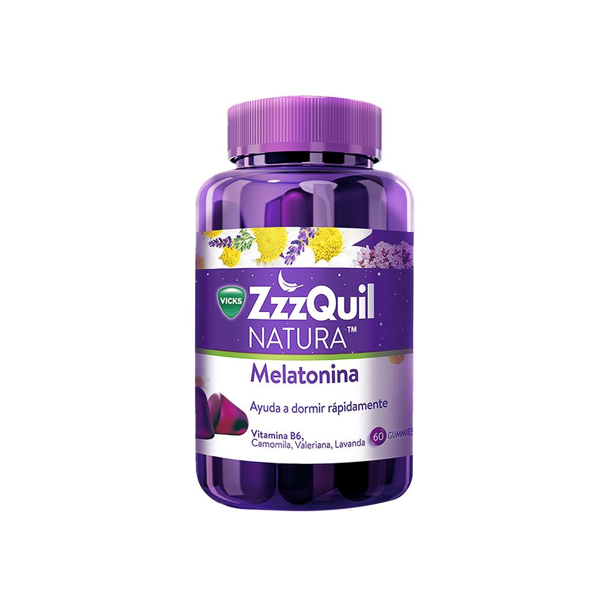 Imagen de ZzzQuil NATURA Gominolas de Melatonina 1mg y Valeriana 60u